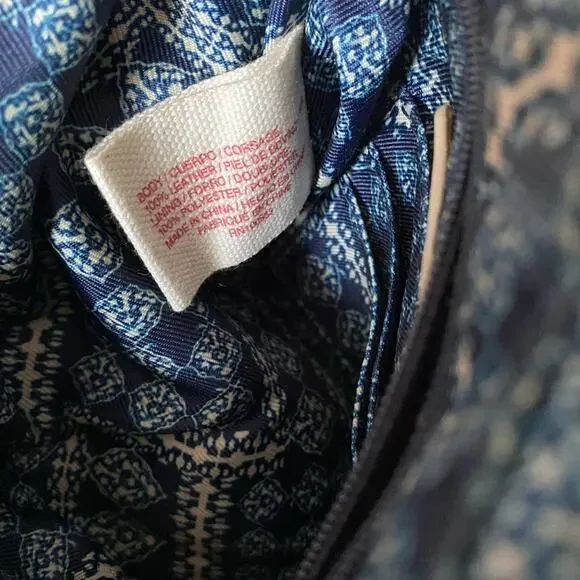 Lucky Brand Tan Taupe Leather Gold Studded Small Crossbody Fringe Purse - Picture 6 of 6